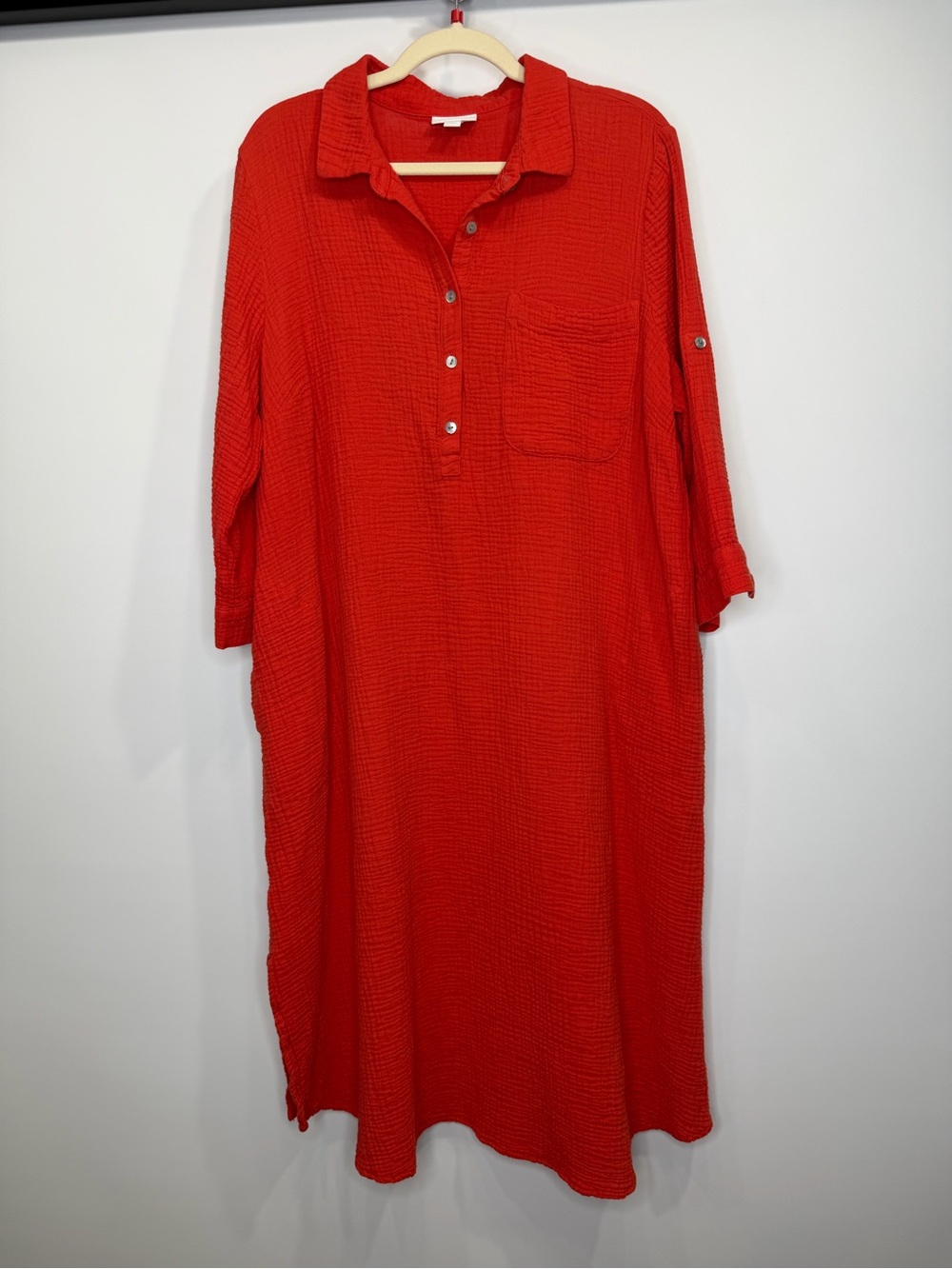 J. Jill 100% Cotton Button-Henley Midi Shirt Dress Size L - Picture 2 of 14